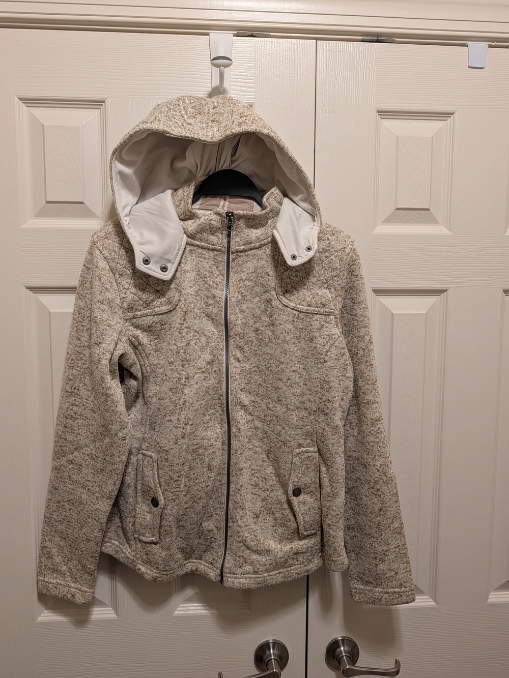 Natural Reflections Cream Hooded Knit-Texture Jacket